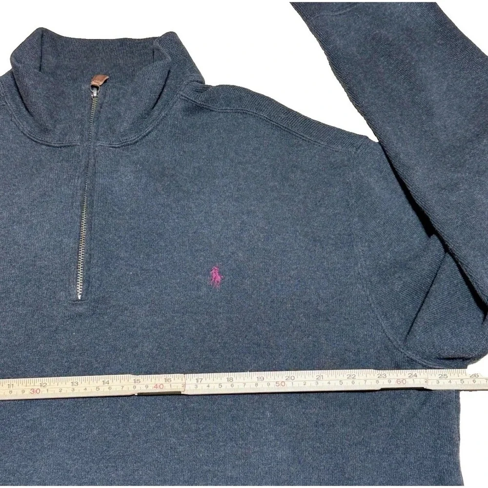 Polo Ralph Lauren Vtg Quarter Zip XL Pullover Charcoal Grey Cotton Knit Mens USA